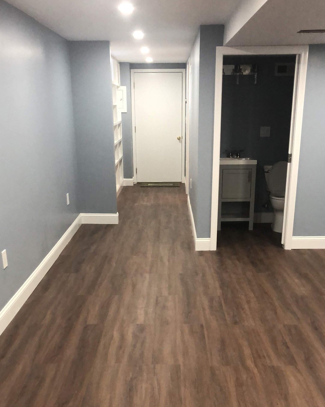 Living space in Greater Boston basement with bathroom and bedroom-1