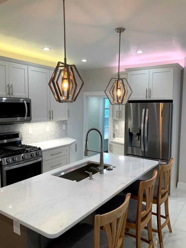 Boston, MA kitchen remodel with sink in island by Honorato Company