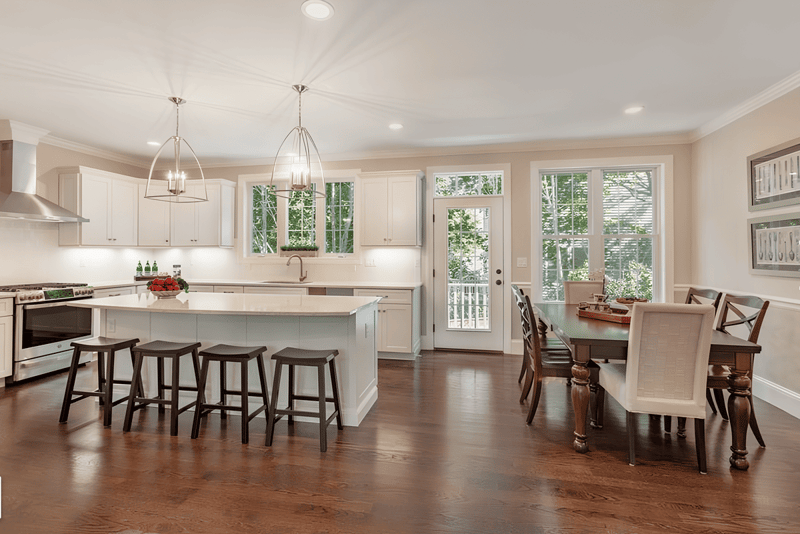 First floor of Boston home kitchen and dining room by Honorato Company