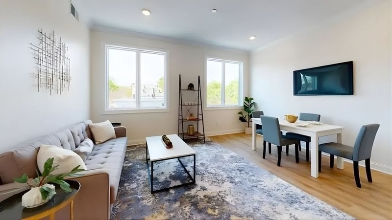 New construction living area interior by Honorato Company in condo-2