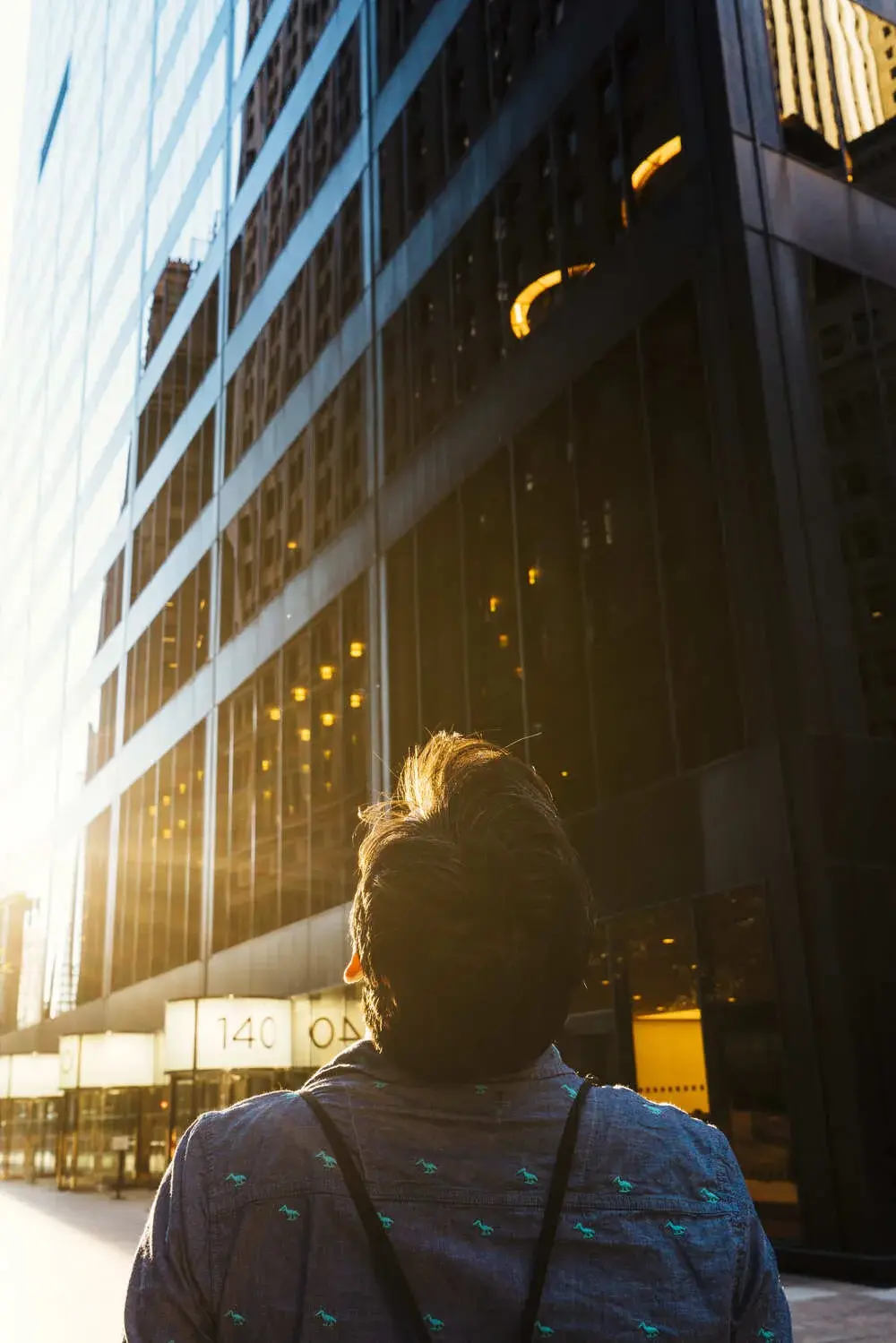 Person Looking Top Skyscraper